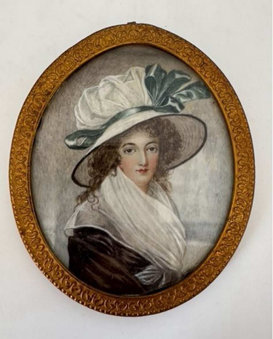 Portrait miniature de femme , France XIXe